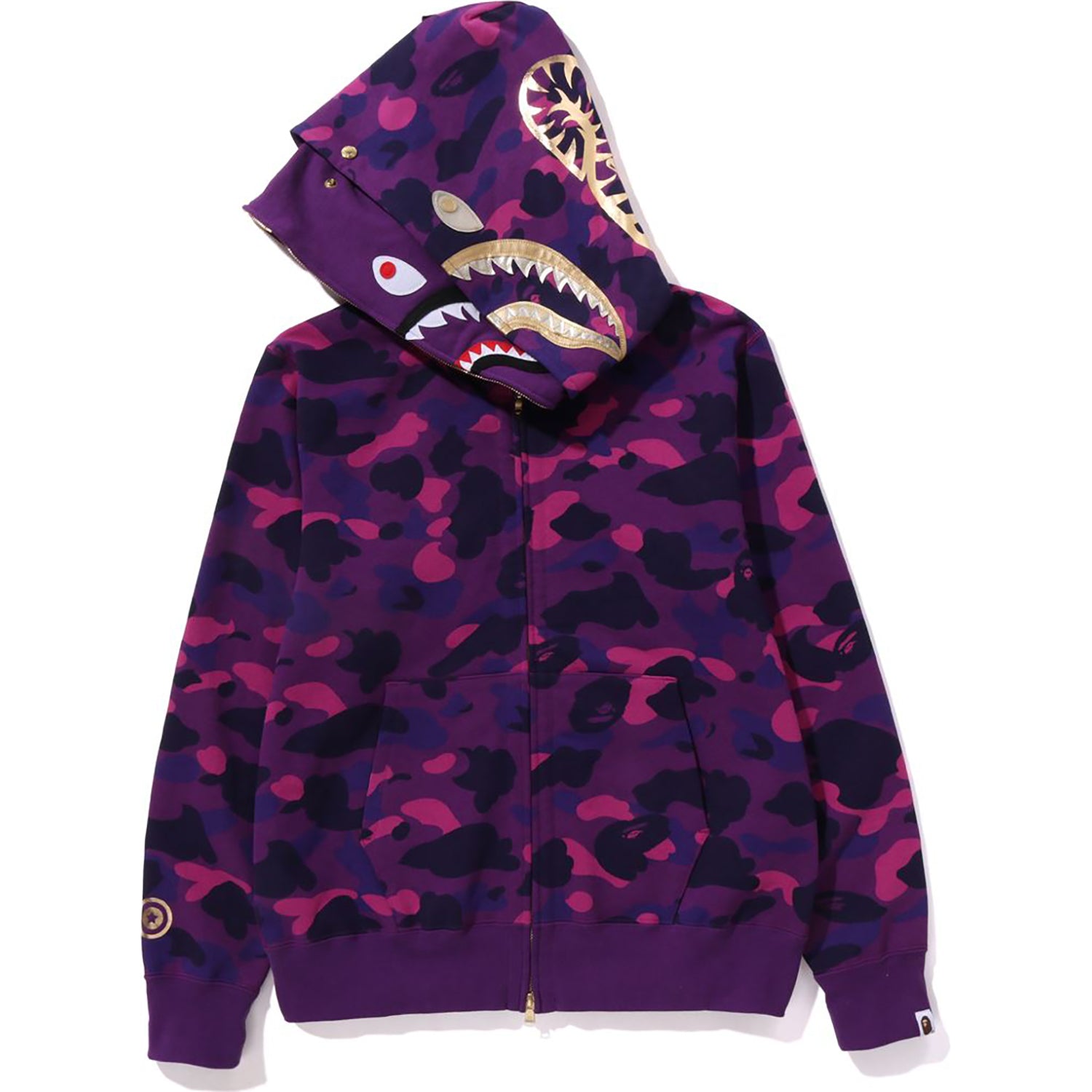 COLOR CAMO DOUBLE SHARK FULL ZIP HOODIE MENS-IYAMIUIO