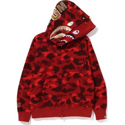 COLOR CAMO DOUBLE SHARK FULL ZIP HOODIE MENS-IYAMIUIO