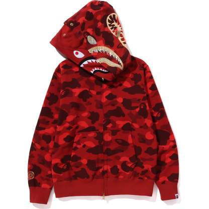 COLOR CAMO DOUBLE SHARK FULL ZIP HOODIE MENS-IYAMIUIO