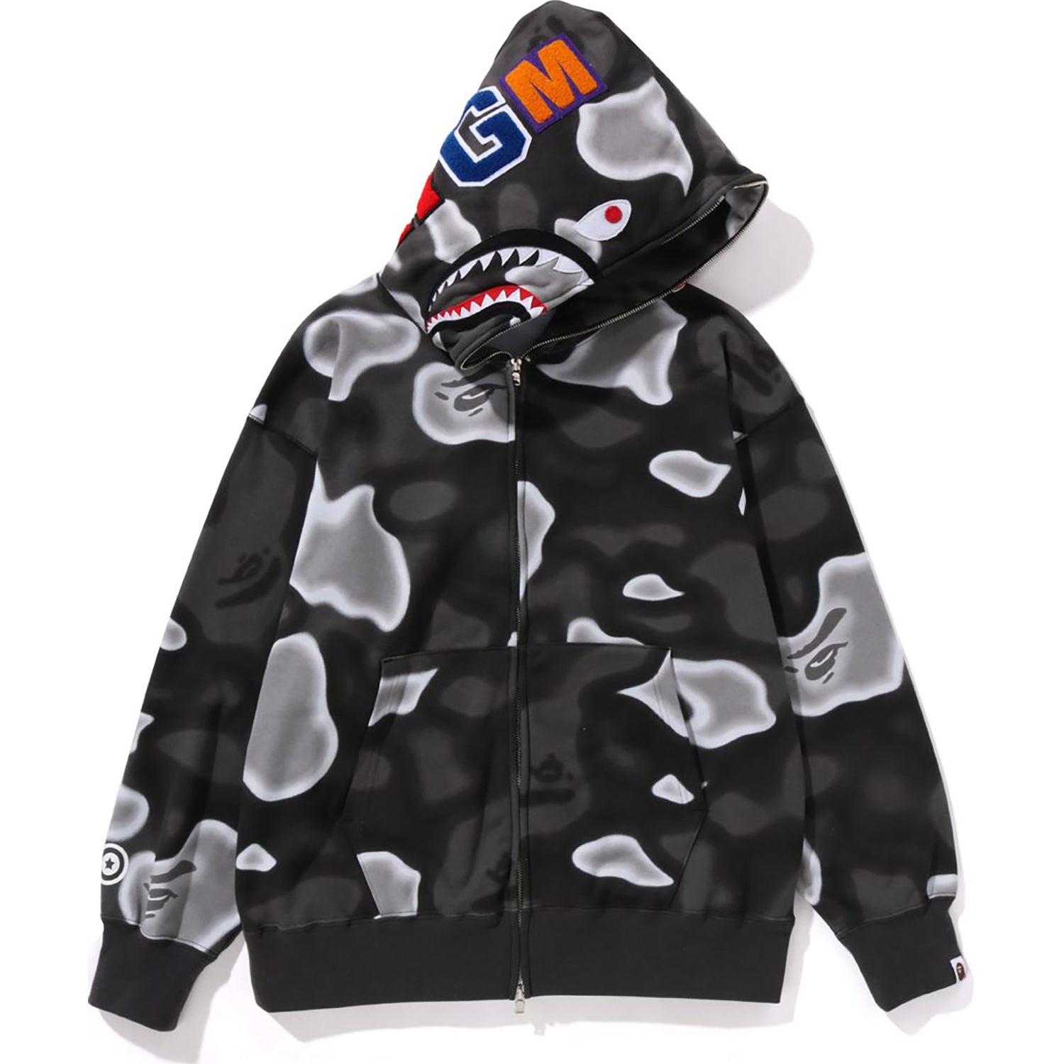 LIQUID CAMO SHARK RELAXED FIT FULL ZIP HOODIE MENS-IYAMIUIO