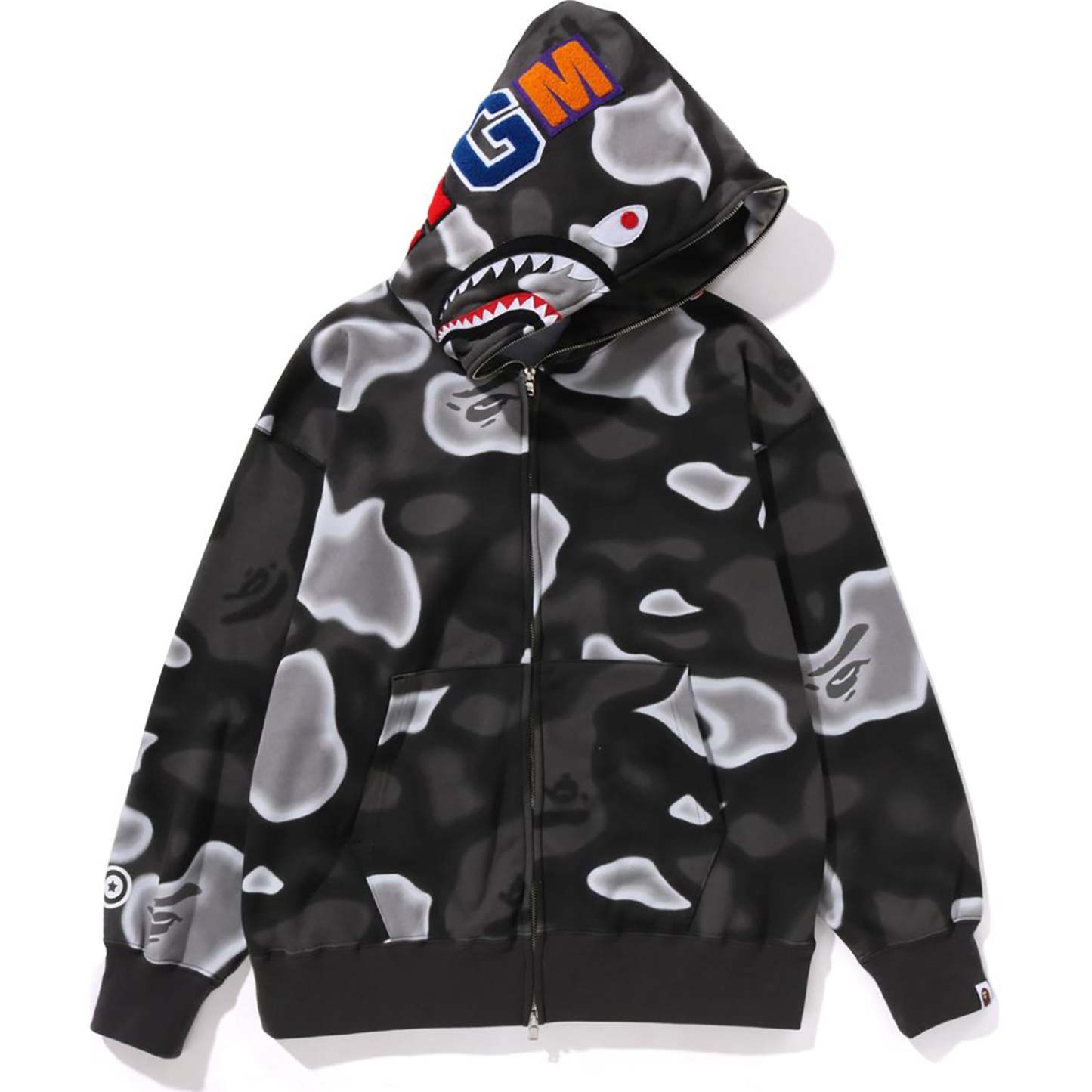 LIQUID CAMO SHARK RELAXED FIT FULL ZIP HOODIE MENS-IYAMIUIO
