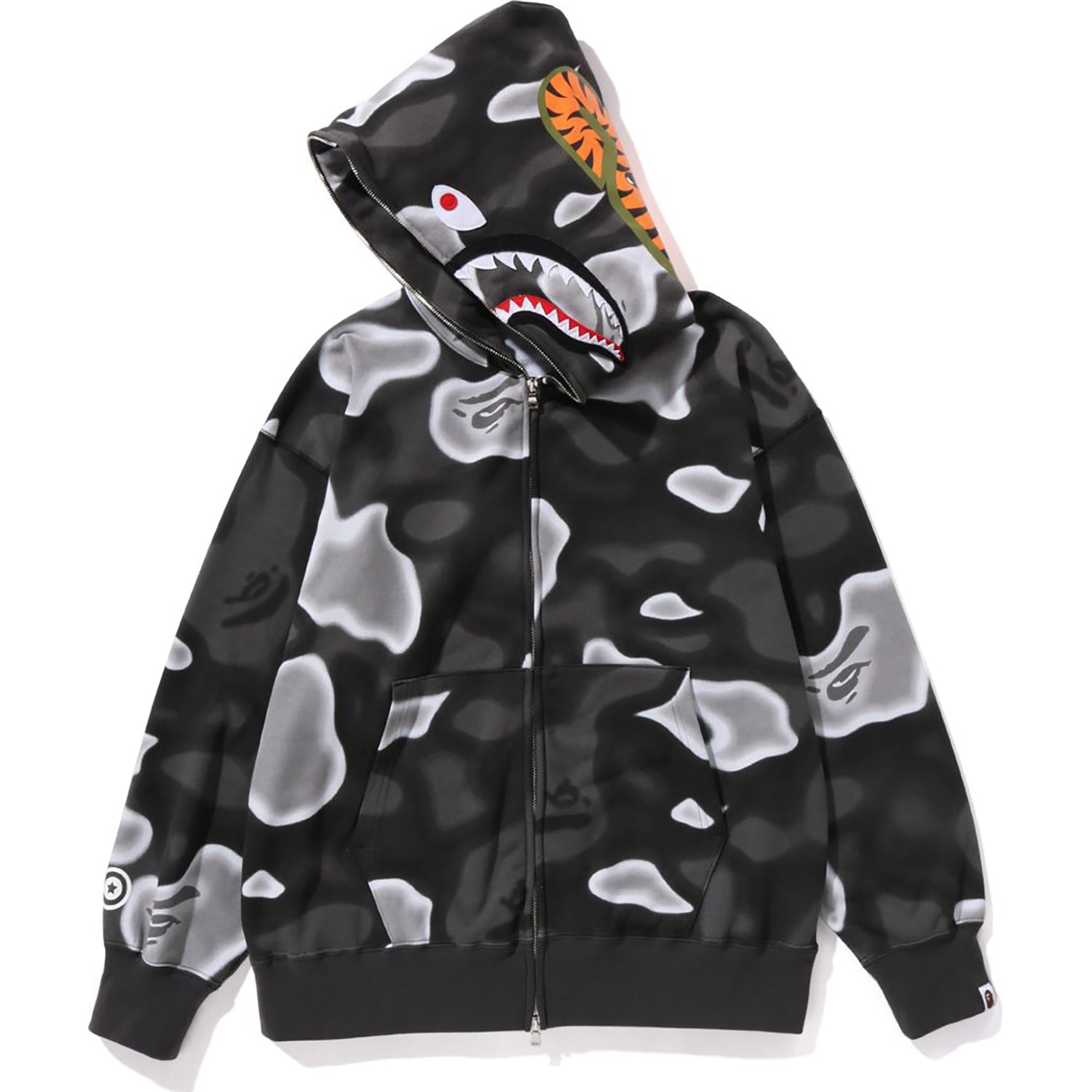 LIQUID CAMO SHARK RELAXED FIT FULL ZIP HOODIE MENS-IYAMIUIO