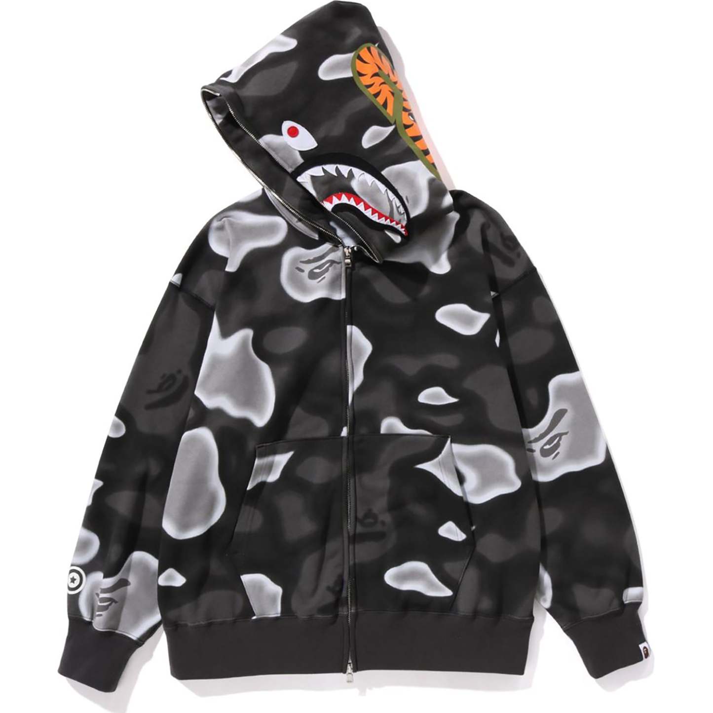LIQUID CAMO SHARK RELAXED FIT FULL ZIP HOODIE MENS-IYAMIUIO