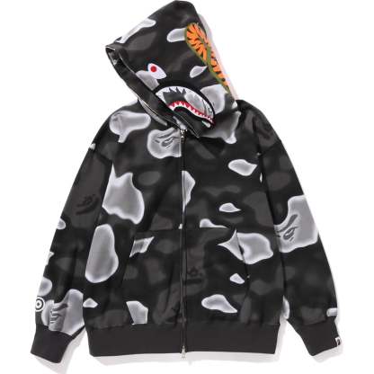 LIQUID CAMO SHARK RELAXED FIT FULL ZIP HOODIE MENS-IYAMIUIO