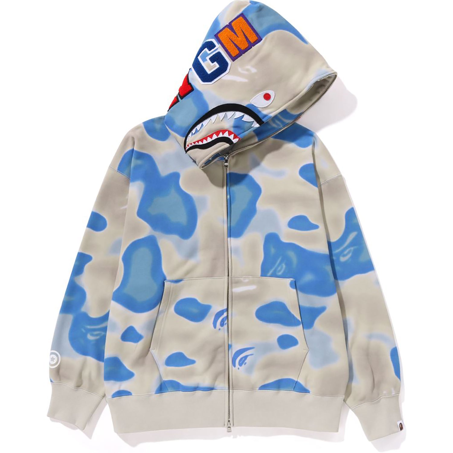 LIQUID CAMO SHARK RELAXED FIT FULL ZIP HOODIE MENS-IYAMIUIO