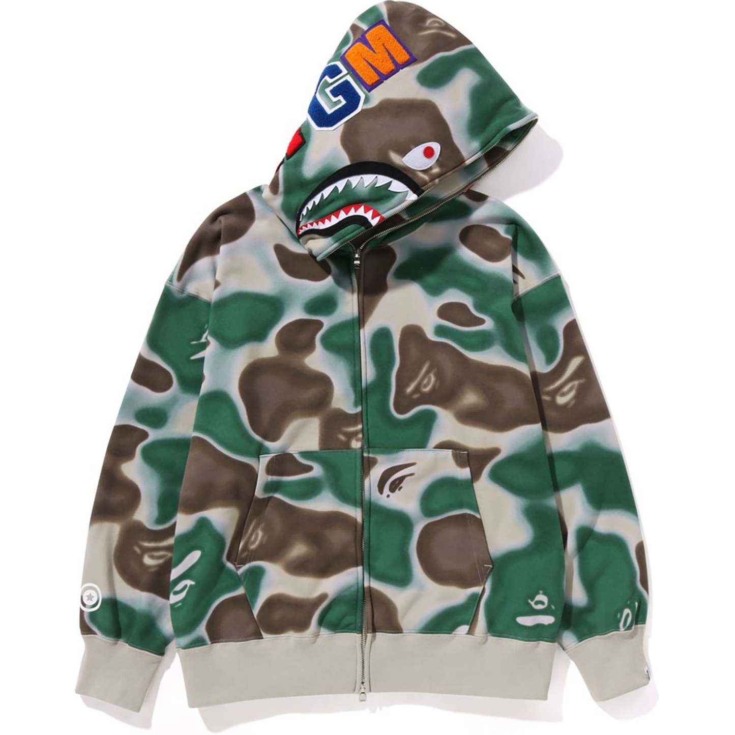 LIQUID CAMO SHARK RELAXED FIT FULL ZIP HOODIE MENS-IYAMIUIO