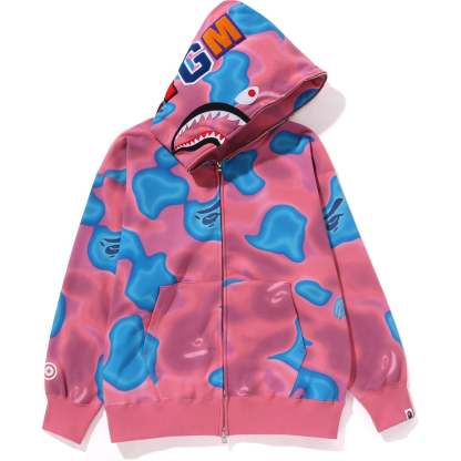 LIQUID CAMO SHARK RELAXED FIT FULL ZIP HOODIE MENS-IYAMIUIO