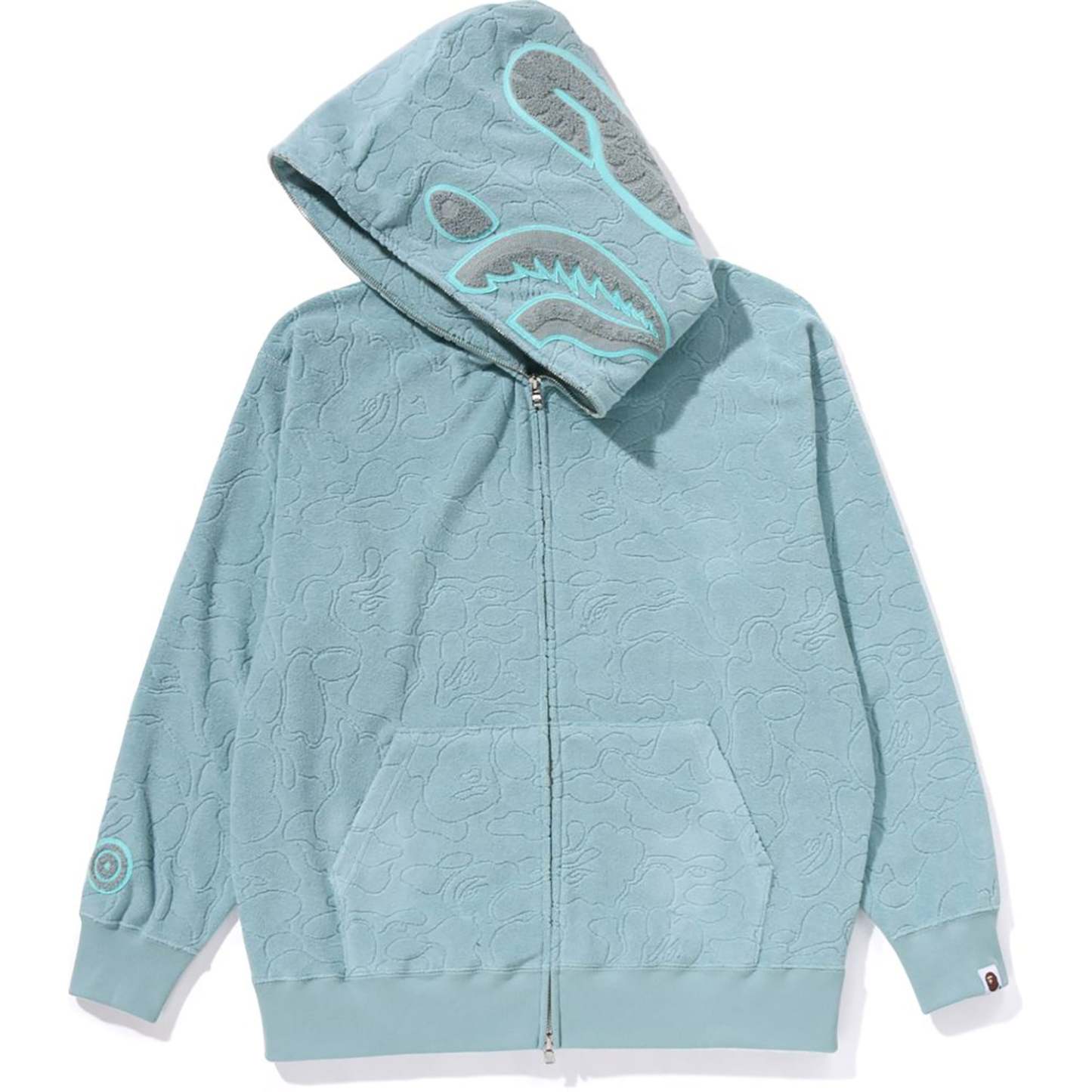 LINE CAMO TERRY TOWEL SHARK ZIP HOODIE MENS-IYAMIUIO