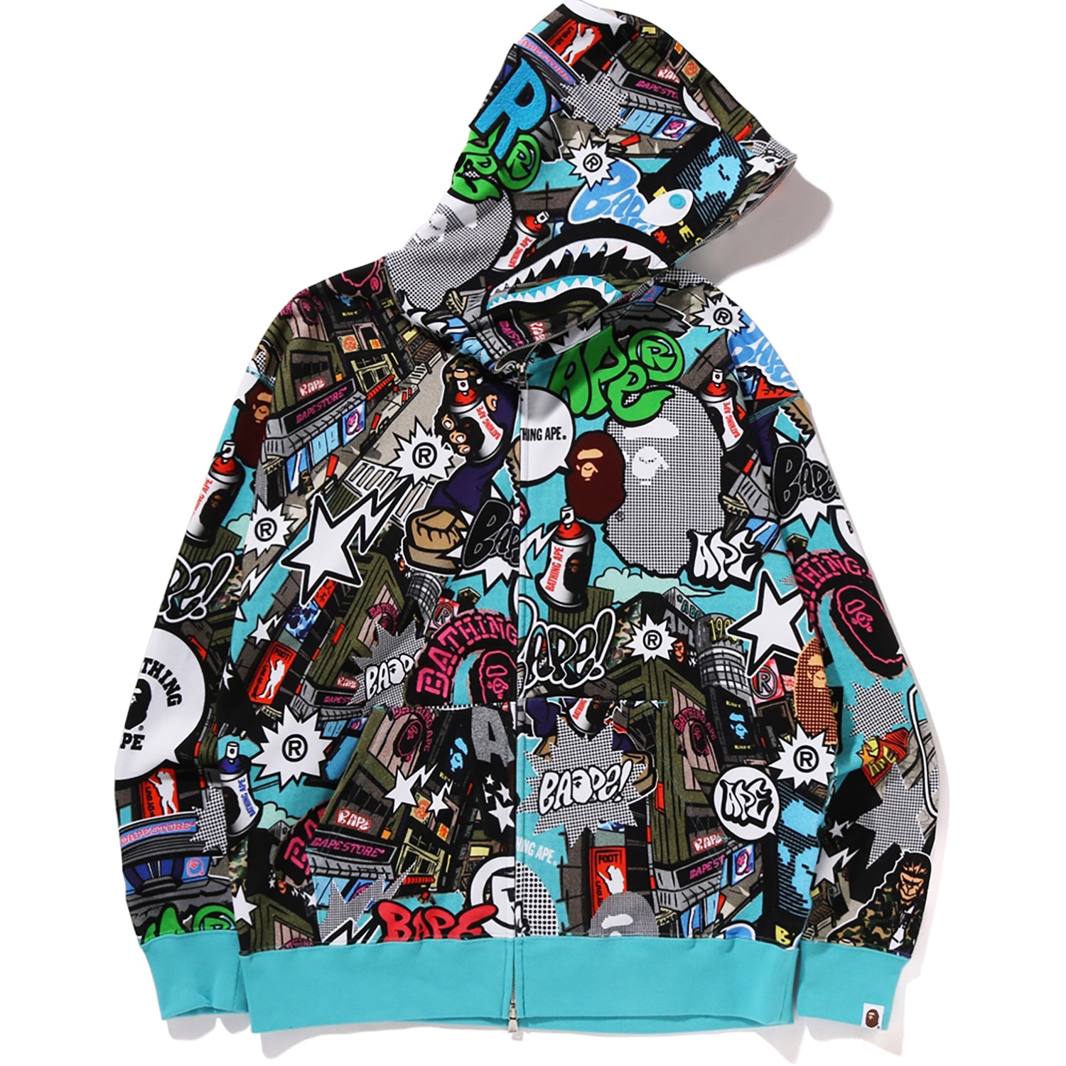 COMIC ART SHARK ZIP HOODIE MENS-IYAMIUIO