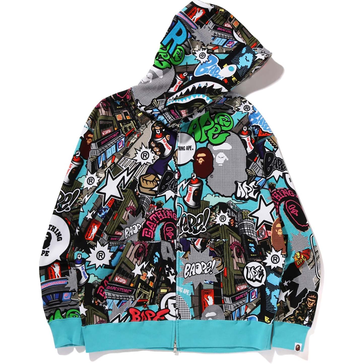 COMIC ART SHARK ZIP HOODIE MENS-IYAMIUIO