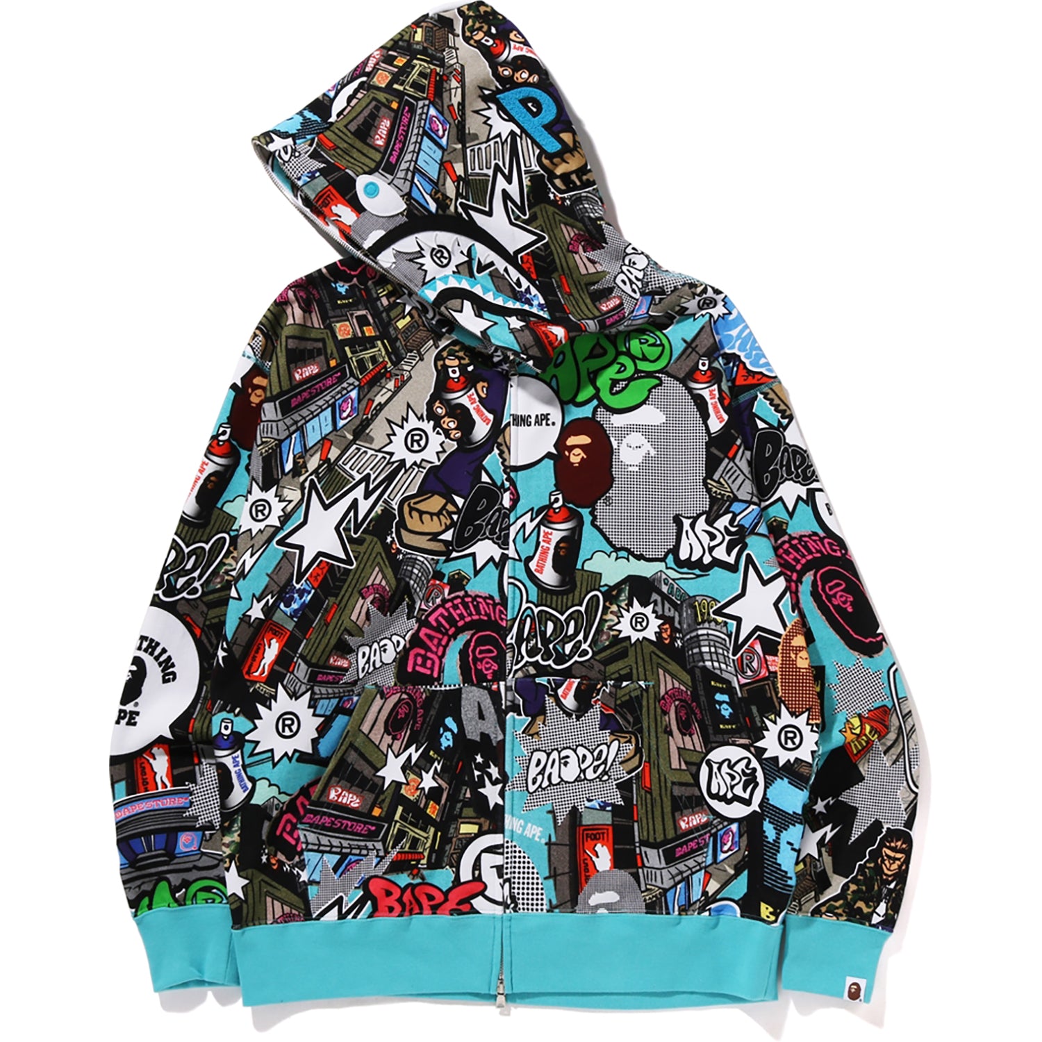 COMIC ART SHARK ZIP HOODIE MENS-IYAMIUIO