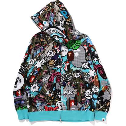 COMIC ART SHARK ZIP HOODIE MENS-IYAMIUIO