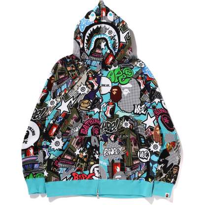 COMIC ART SHARK ZIP HOODIE MENS-IYAMIUIO