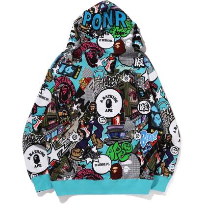 COMIC ART SHARK ZIP HOODIE MENS-IYAMIUIO