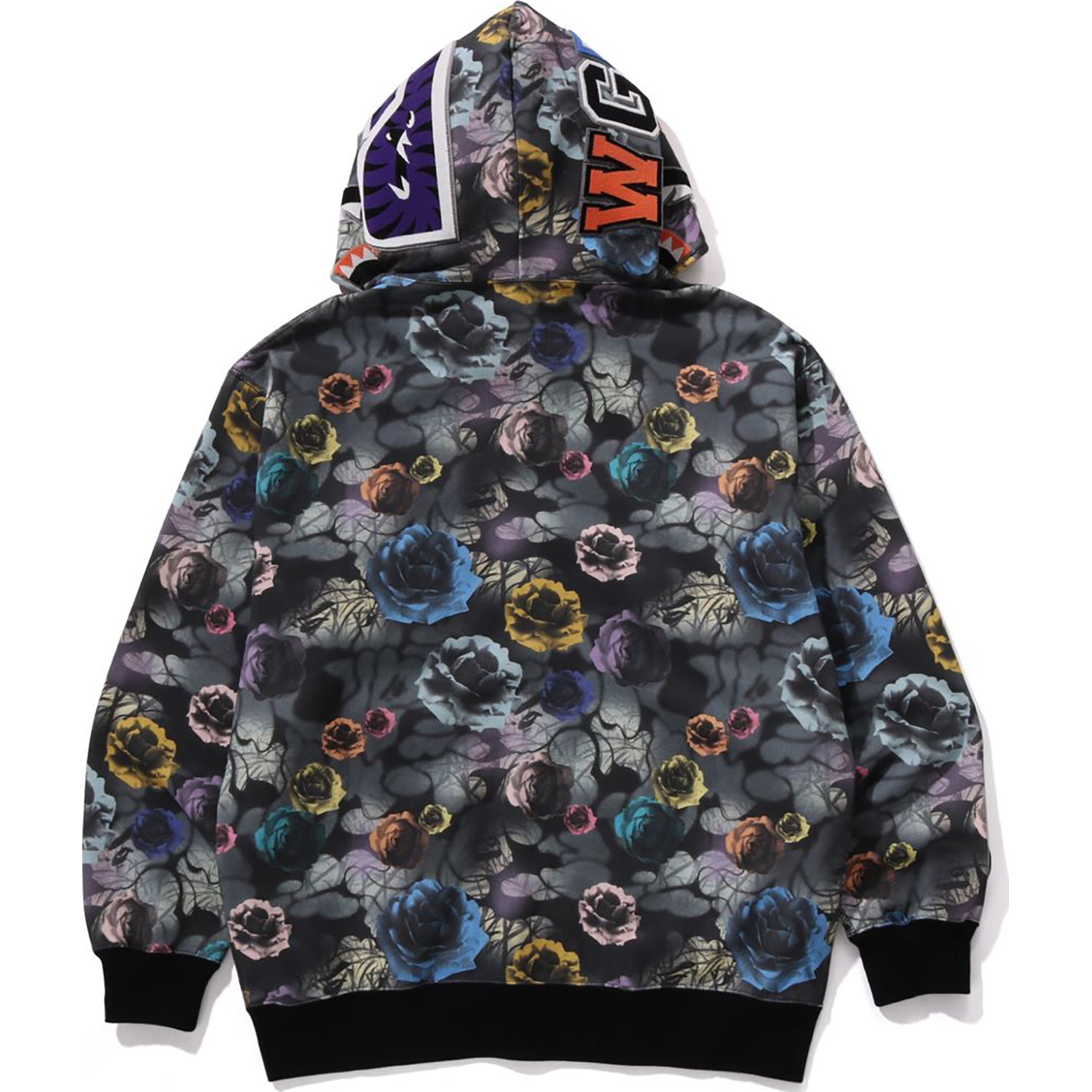 FLORAL CAMO SHARK RELAXED FIT FULL ZIP HOODIE MENS-IYAMIUIO