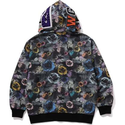 FLORAL CAMO SHARK RELAXED FIT FULL ZIP HOODIE MENS-IYAMIUIO