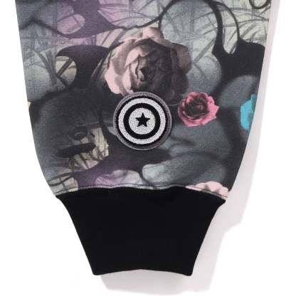 FLORAL CAMO SHARK RELAXED FIT FULL ZIP HOODIE MENS-IYAMIUIO