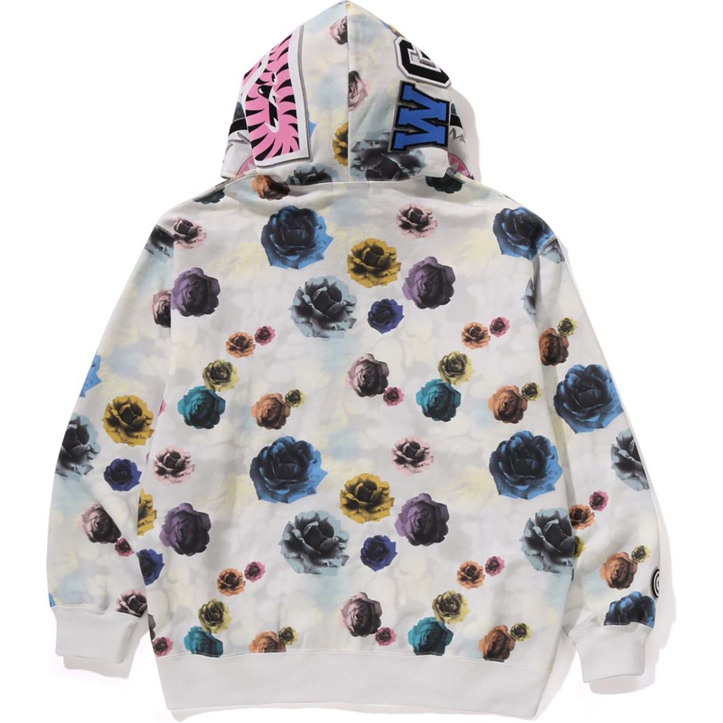 FLORAL CAMO SHARK RELAXED FIT FULL ZIP HOODIE MENS-IYAMIUIO