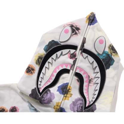 FLORAL CAMO SHARK RELAXED FIT FULL ZIP HOODIE MENS-IYAMIUIO