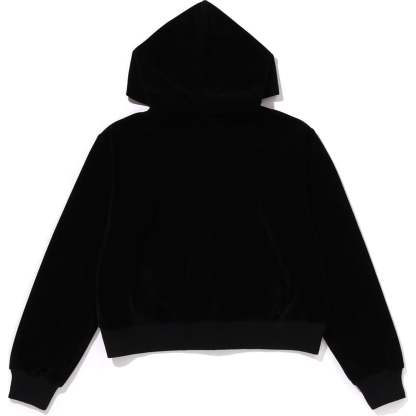 CRYSTAL STONE APE HEAD VELOUR ZIP HOODIE LADIES-IYAMIUIO