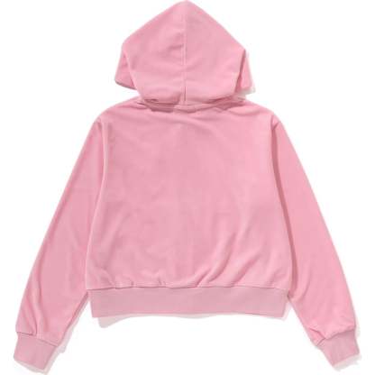 CRYSTAL STONE APE HEAD VELOUR ZIP HOODIE LADIES-IYAMIUIO