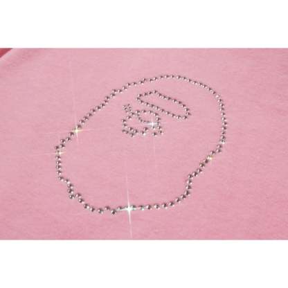 CRYSTAL STONE APE HEAD VELOUR ZIP HOODIE LADIES-IYAMIUIO