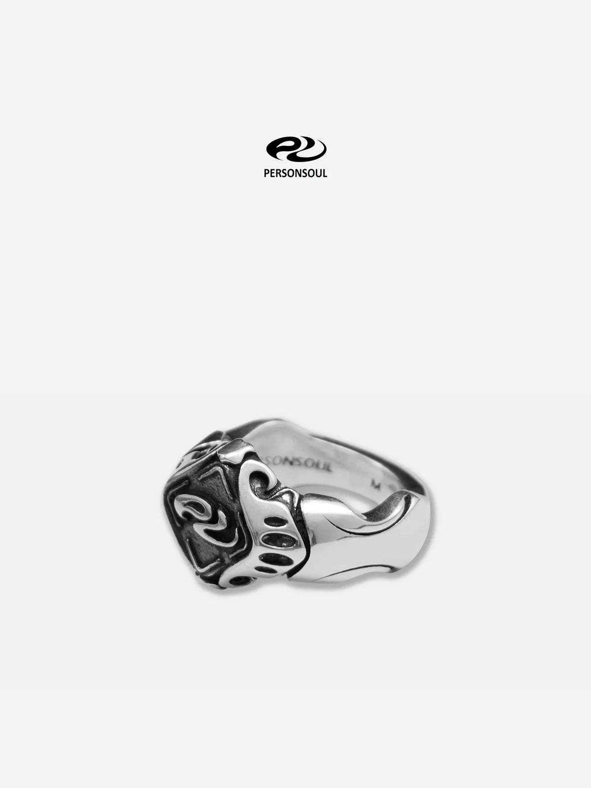 Personsoul Yuan Symbol Signet Silver Ring-IYAMIUIO
