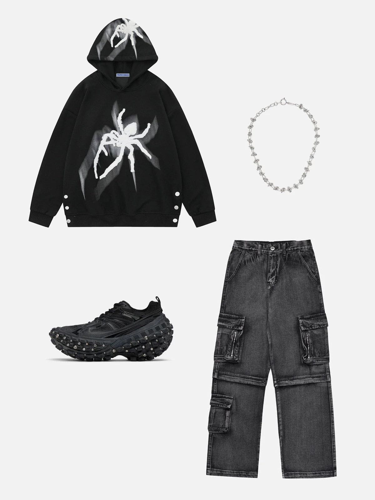 Aelfric Eden Spider Towel Embroidery Hoodie-IYAMIUIO