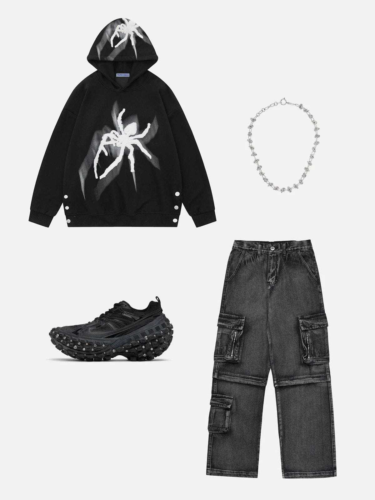 Aelfric Eden Spider Towel Embroidery Hoodie-IYAMIUIO