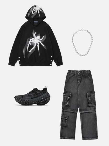 Aelfric Eden Spider Towel Embroidery Hoodie-IYAMIUIO