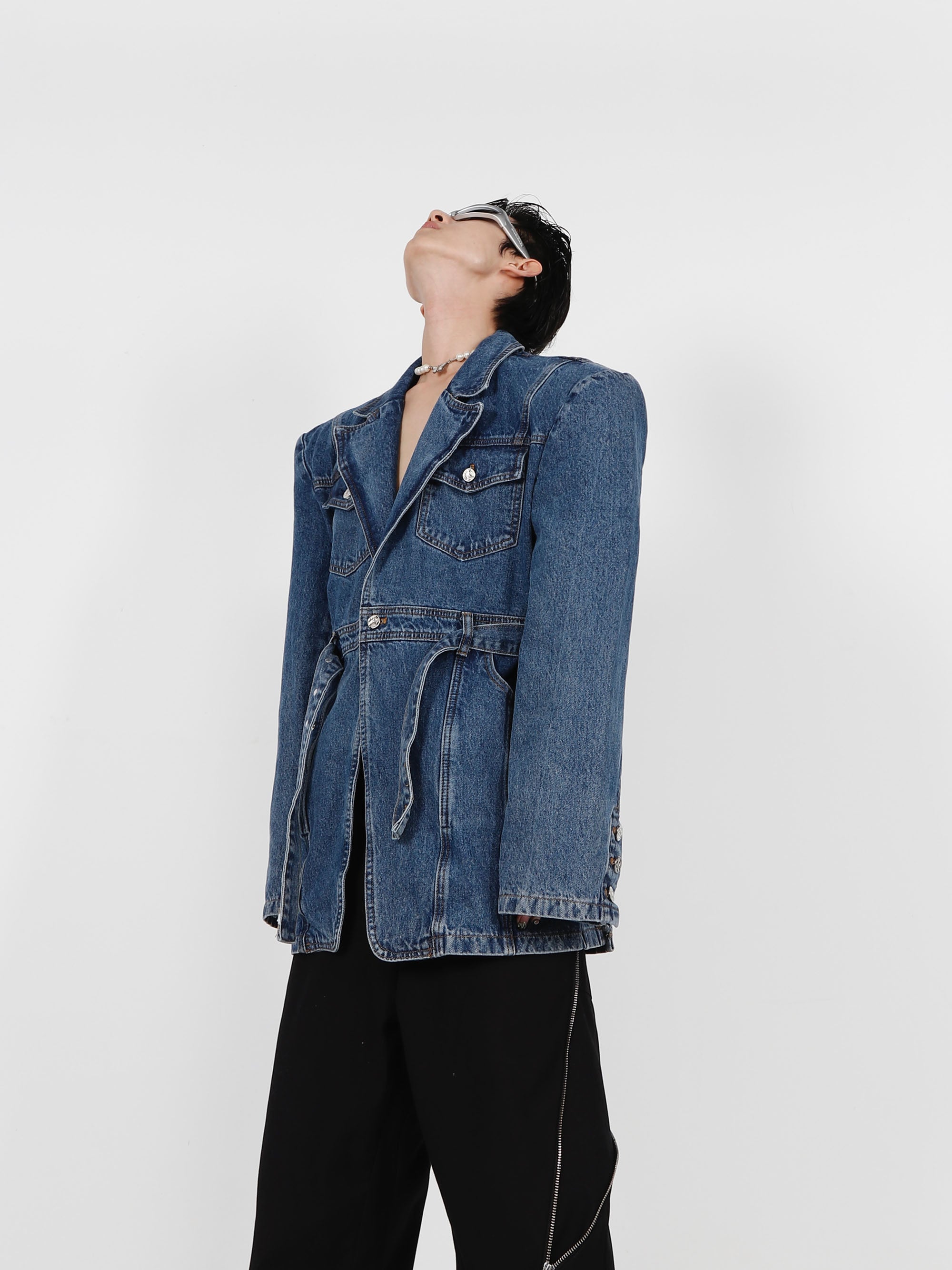 3D Deconstructed Denim Top-IYAMIUIO