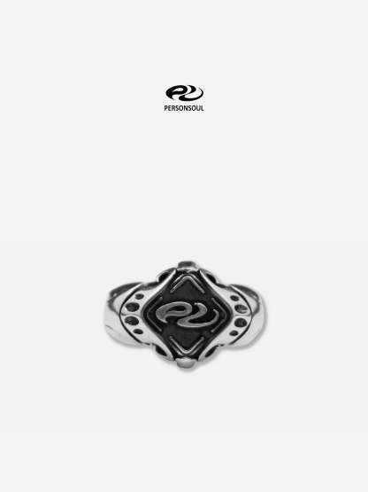 Personsoul Yuan Symbol Signet Silver Ring-IYAMIUIO
