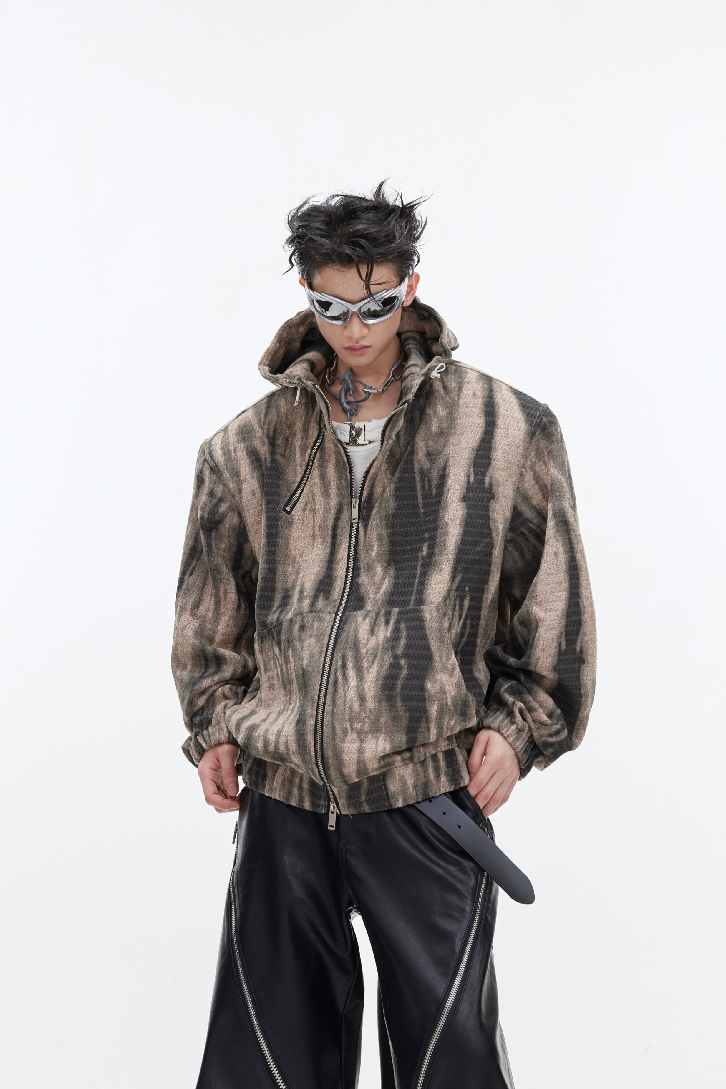 【24s January.】Retro Graffiti Metallic Hooded Sweatshirt-IYAMIUIO