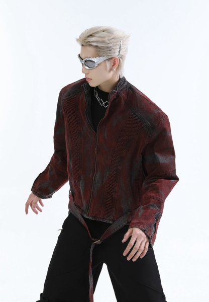 【24s Oct.】Wasteland Style Distressed Silhouette Denim Jacket-IYAMIUIO
