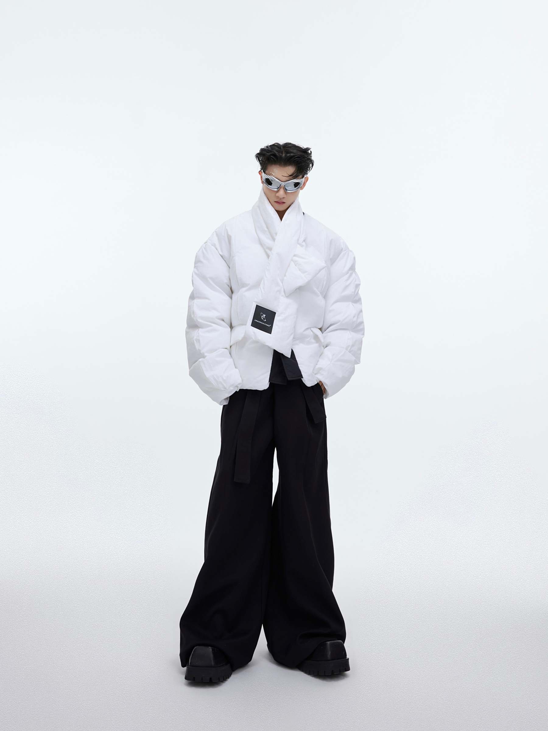 【23s December.】Deconstructed Design Cotton Jacket + Scarf-IYAMIUIO