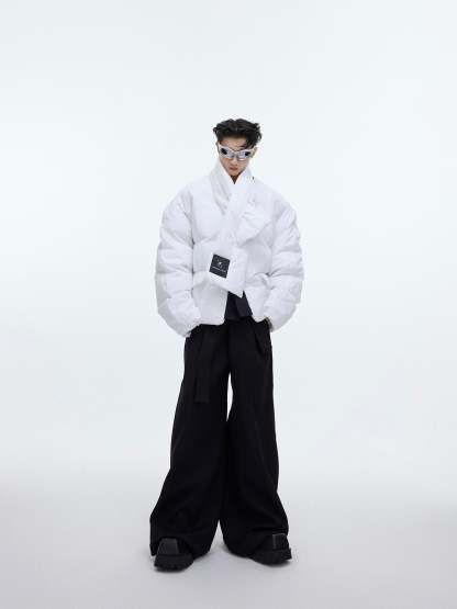 【23s December.】Deconstructed Design Cotton Jacket + Scarf-IYAMIUIO