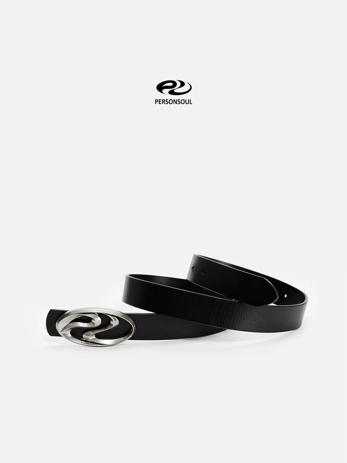 Personsoul Logo Silver-Plated Leather Belt-IYAMIUIO
