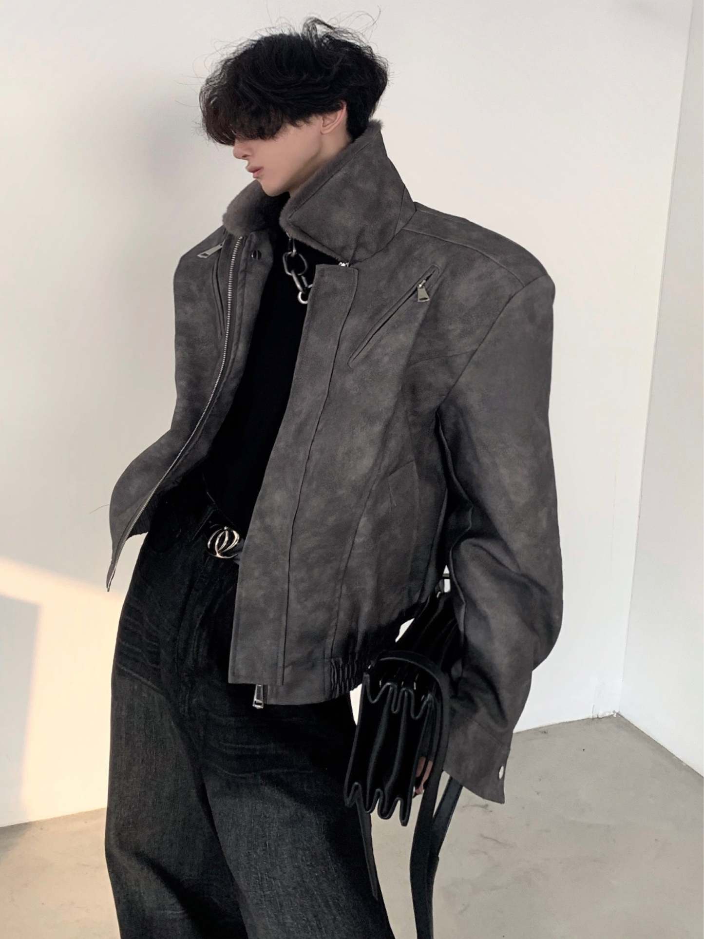 【23s December.】Fur Paneled Thickened Short Jacket-IYAMIUIO