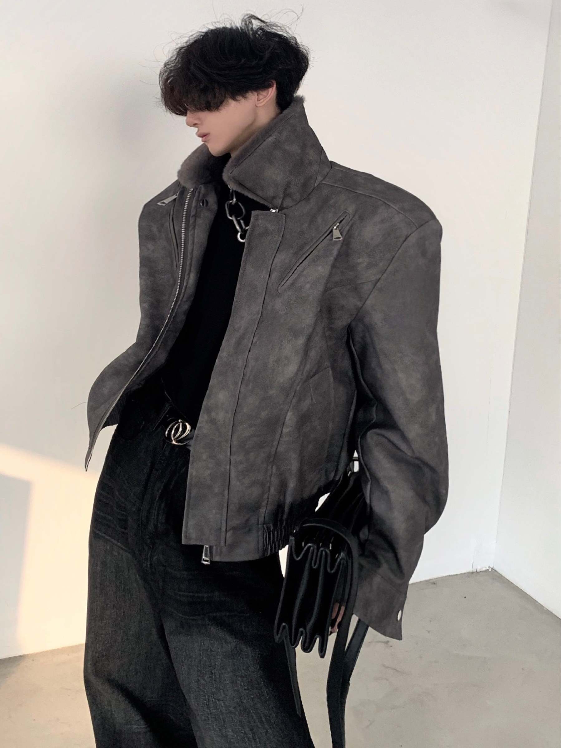 【23s December.】Fur Paneled Thickened Short Jacket-IYAMIUIO