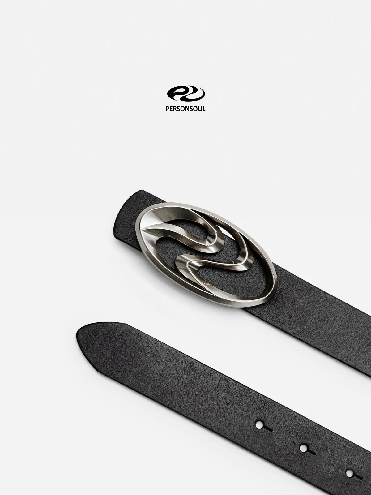 Personsoul Logo Silver-Plated Leather Belt-IYAMIUIO