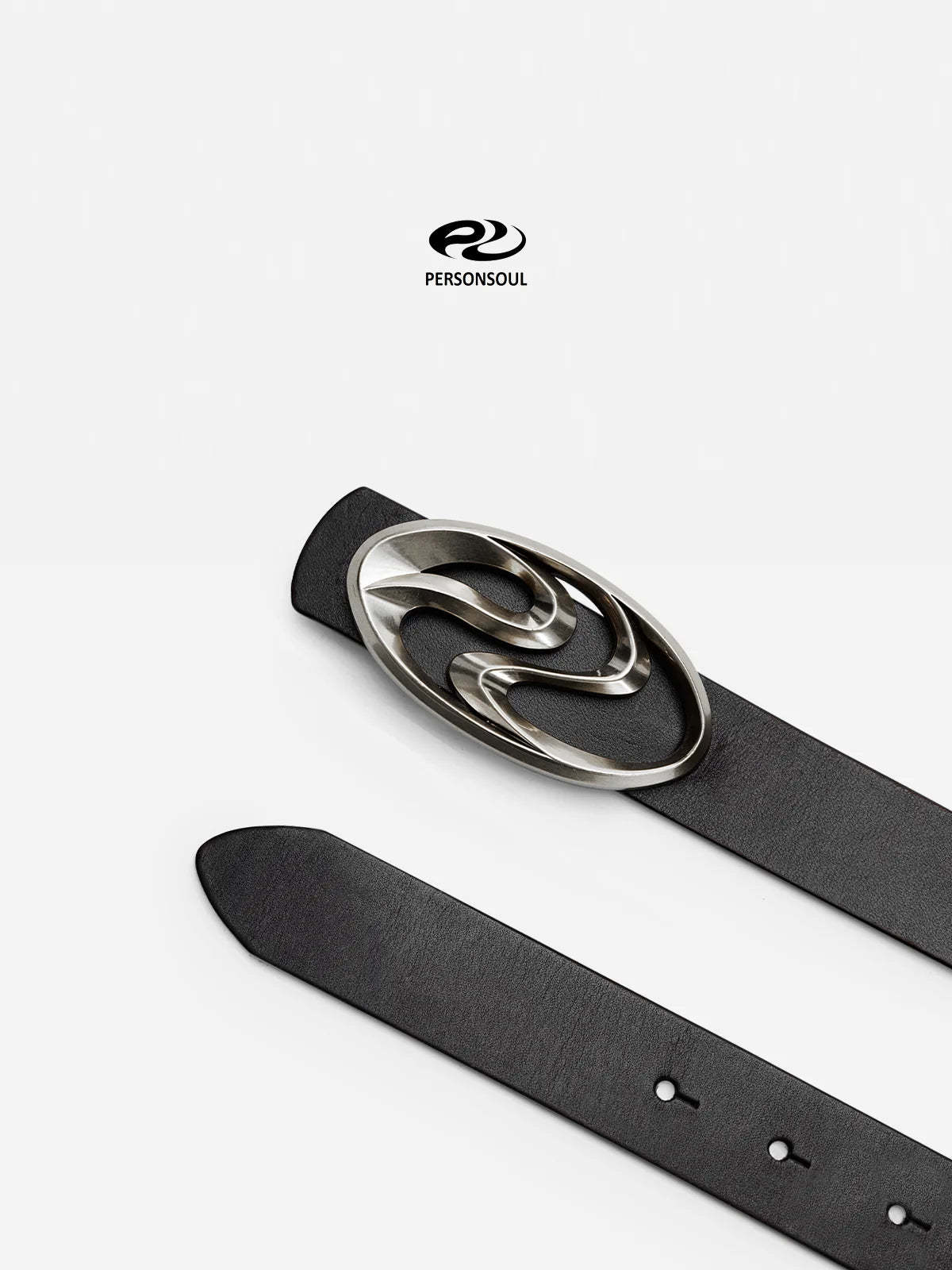 Personsoul Logo Silver-Plated Leather Belt-IYAMIUIO