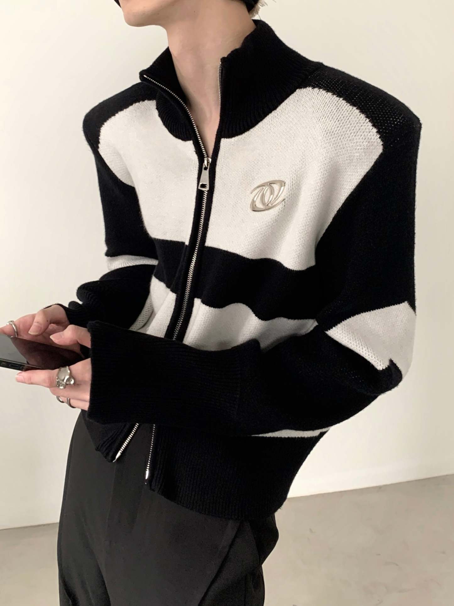 【23s November.】Metal Zipper Sweater Jacket-IYAMIUIO