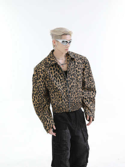 【24s Oct.】Leopard Washed Denim Vintage Jacket-IYAMIUIO