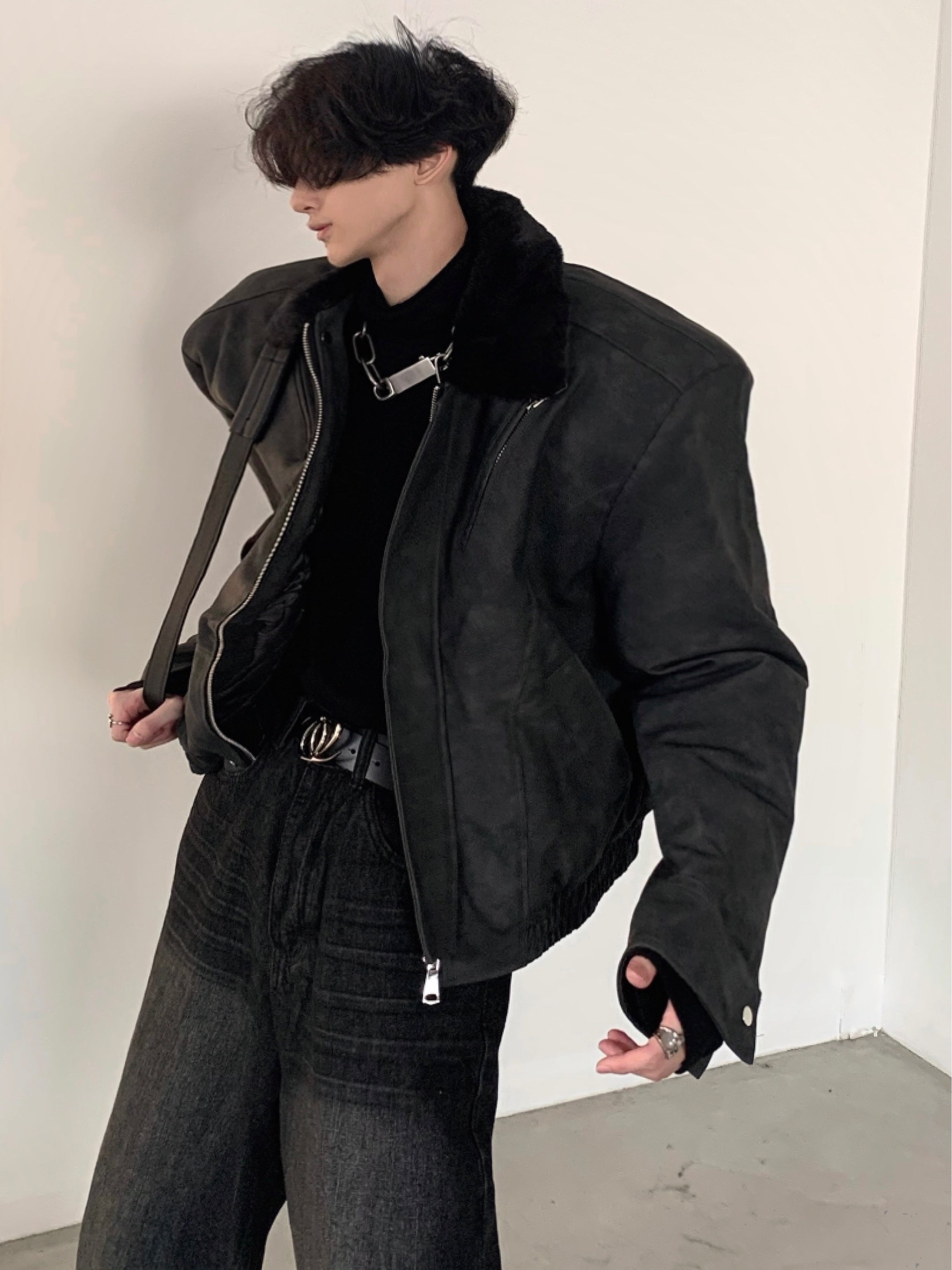 【23s December.】Fur Paneled Thickened Short Jacket-IYAMIUIO