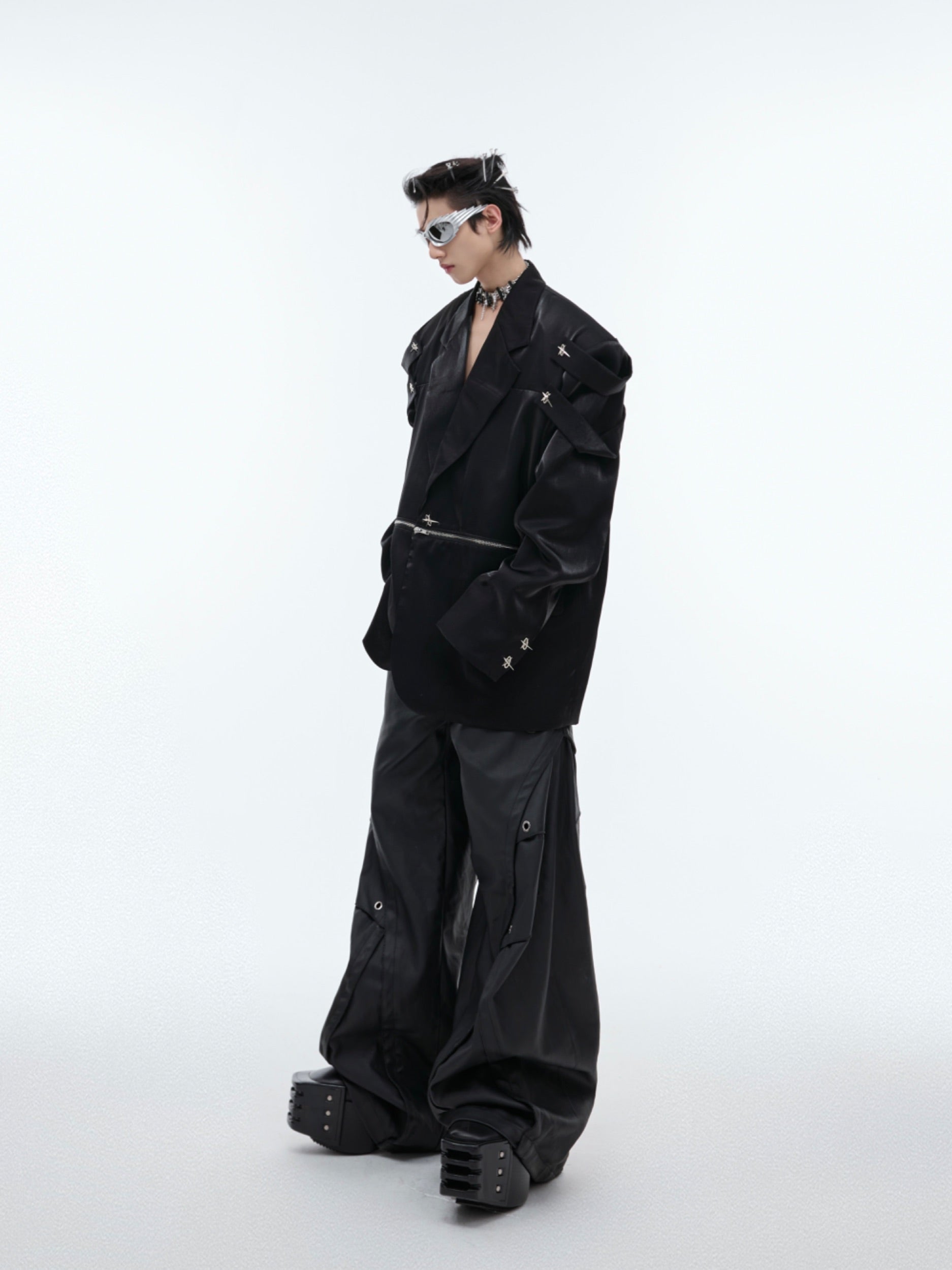 【24s Oct.】Liquid Glossy Outerwear Blazer-IYAMIUIO