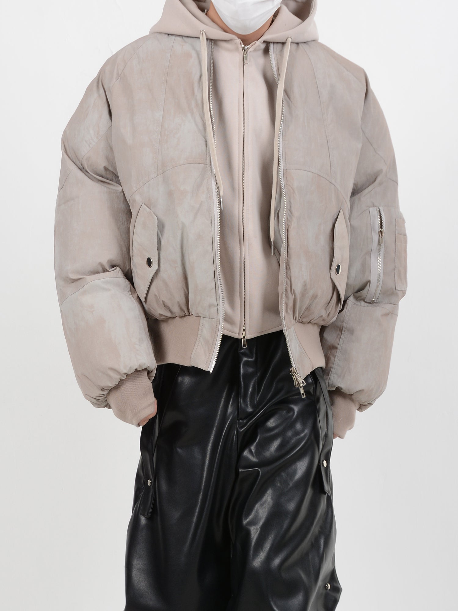 【24s January.】Deconstructed Distressed Fake Two-Piece Design Hooded Cotton Jacket-IYAMIUIO