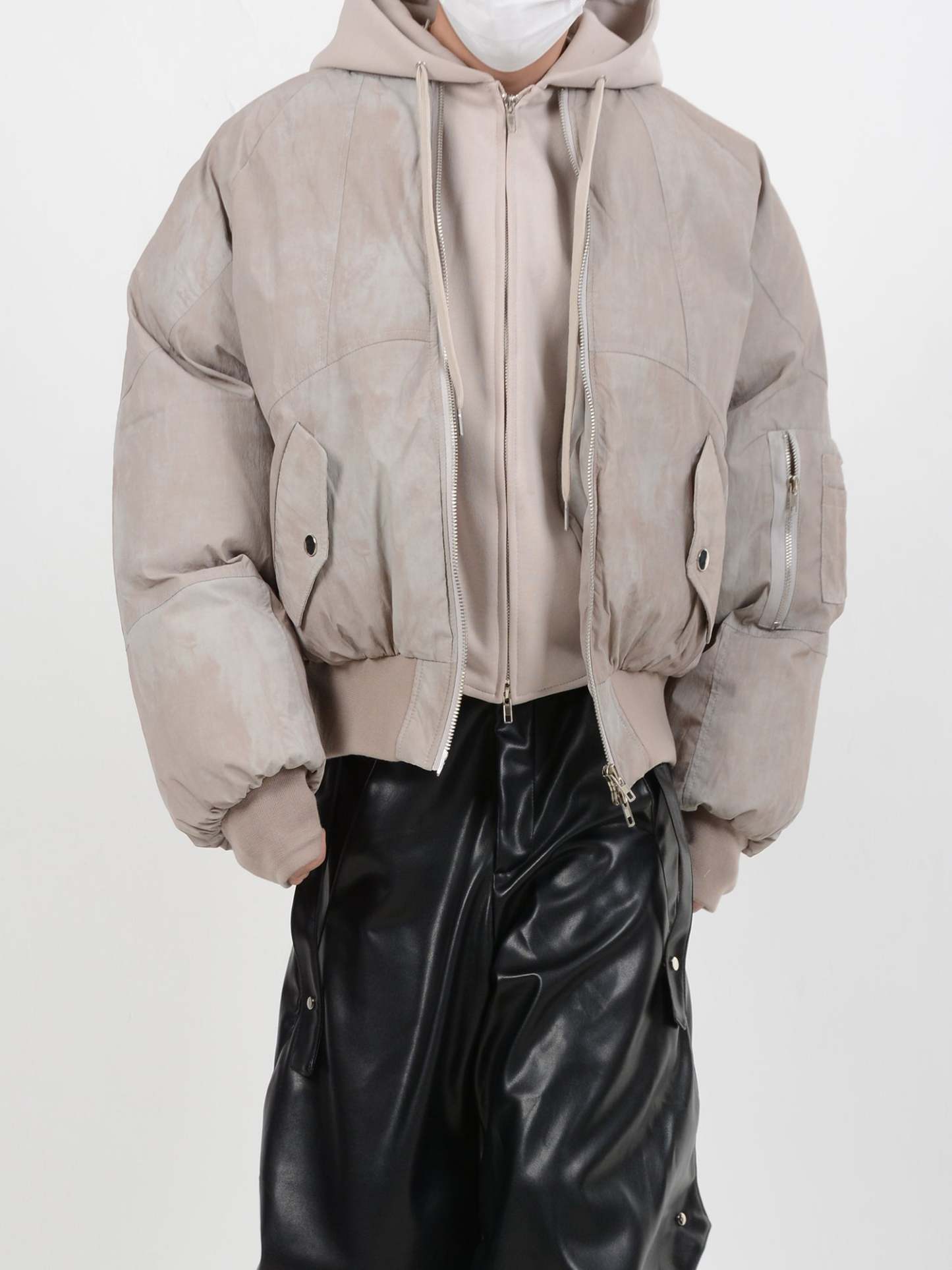 【24s January.】Deconstructed Distressed Fake Two-Piece Design Hooded Cotton Jacket-IYAMIUIO