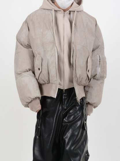 【24s January.】Deconstructed Distressed Fake Two-Piece Design Hooded Cotton Jacket-IYAMIUIO