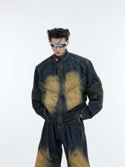 【24s January.】3D Relief Design Deconstructed Denim Suit-IYAMIUIO