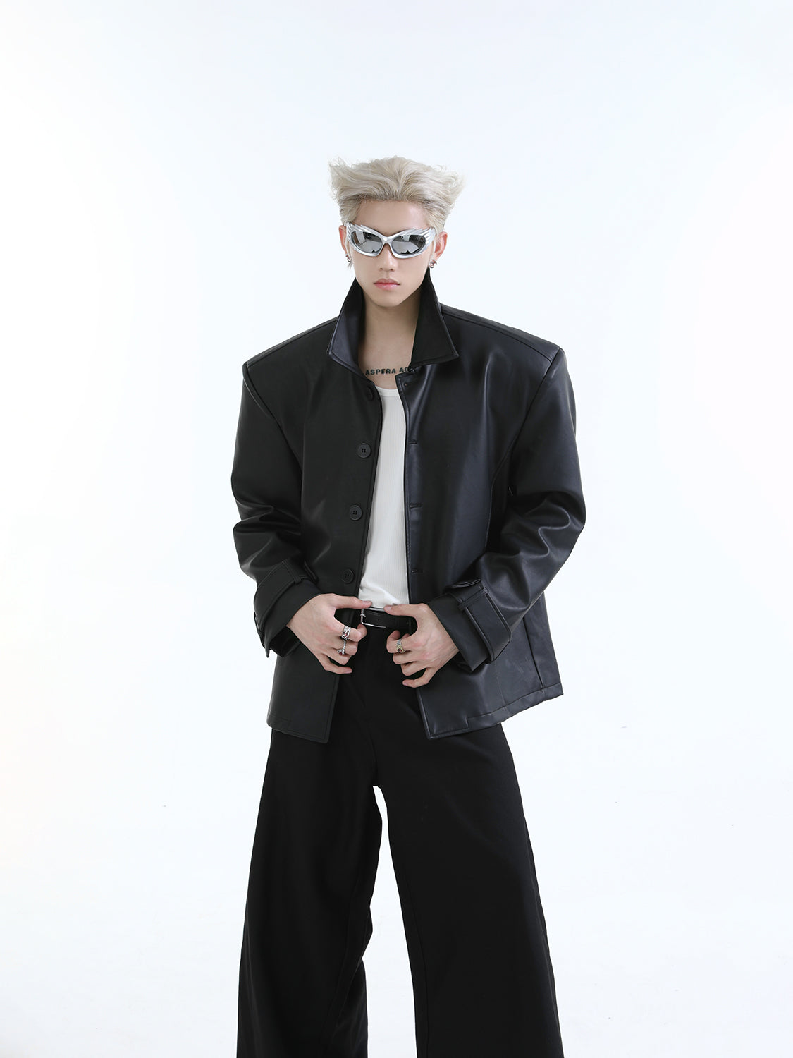 【24s Aug.】Oversized Solid Leather Jacket-IYAMIUIO